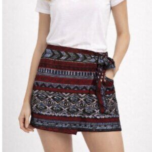 Express Black and Red Geometric Mini Skirt